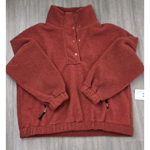 Vital Life Sport Sherpa Pullover Women 3XL Half Snap Fleece Pockets NWT - Picture 2 of 13